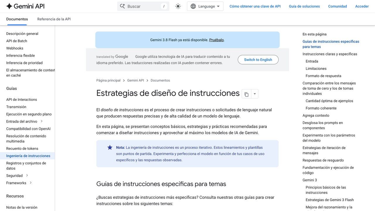 Guía oficial de Google sobre estrategias de prompts para Gemini
