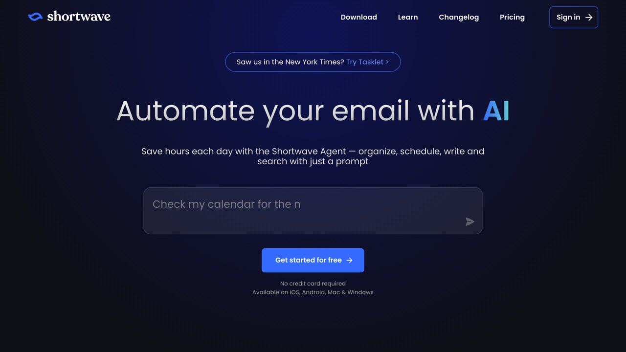 Web de Shortwave, cliente de Gmail con asistente de IA