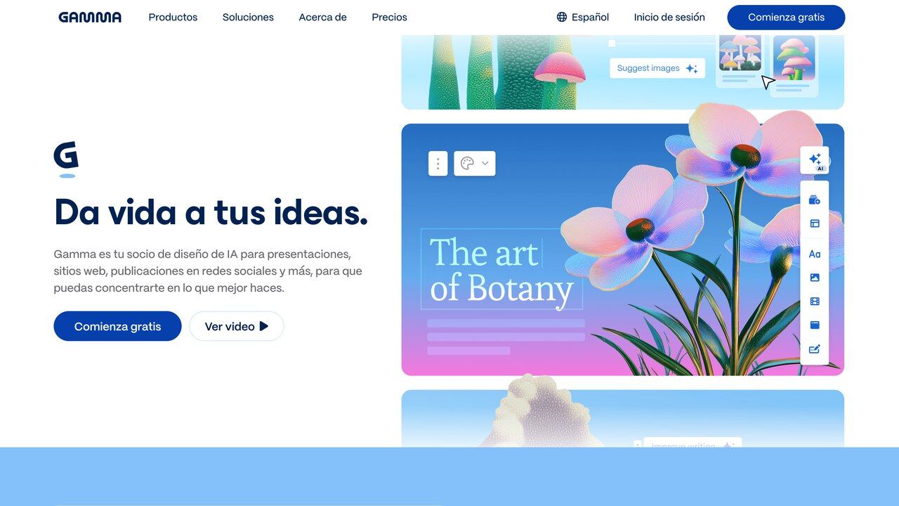 Web de Gamma, que crea presentaciones con IA