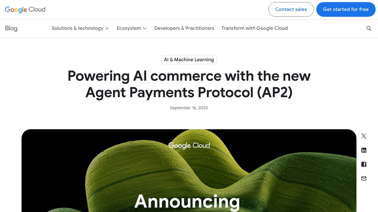 Anuncio del Agent Payments Protocol en el blog de Google Cloud
