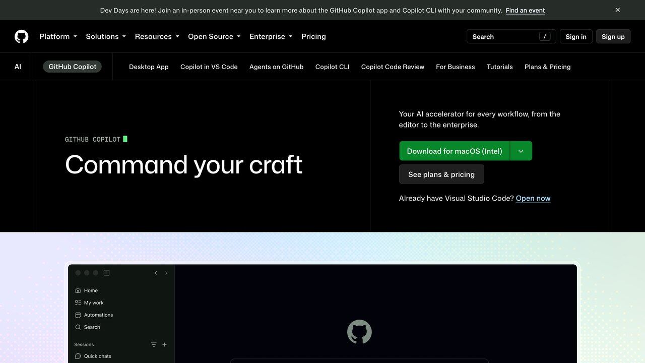 Página oficial de GitHub Copilot