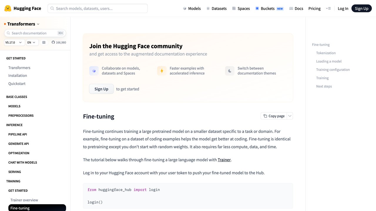 Documentación de Hugging Face sobre cómo hacer fine-tuning de un modelo