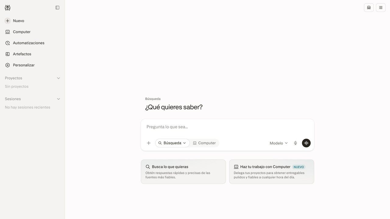 Portada de Perplexity, el buscador con IA