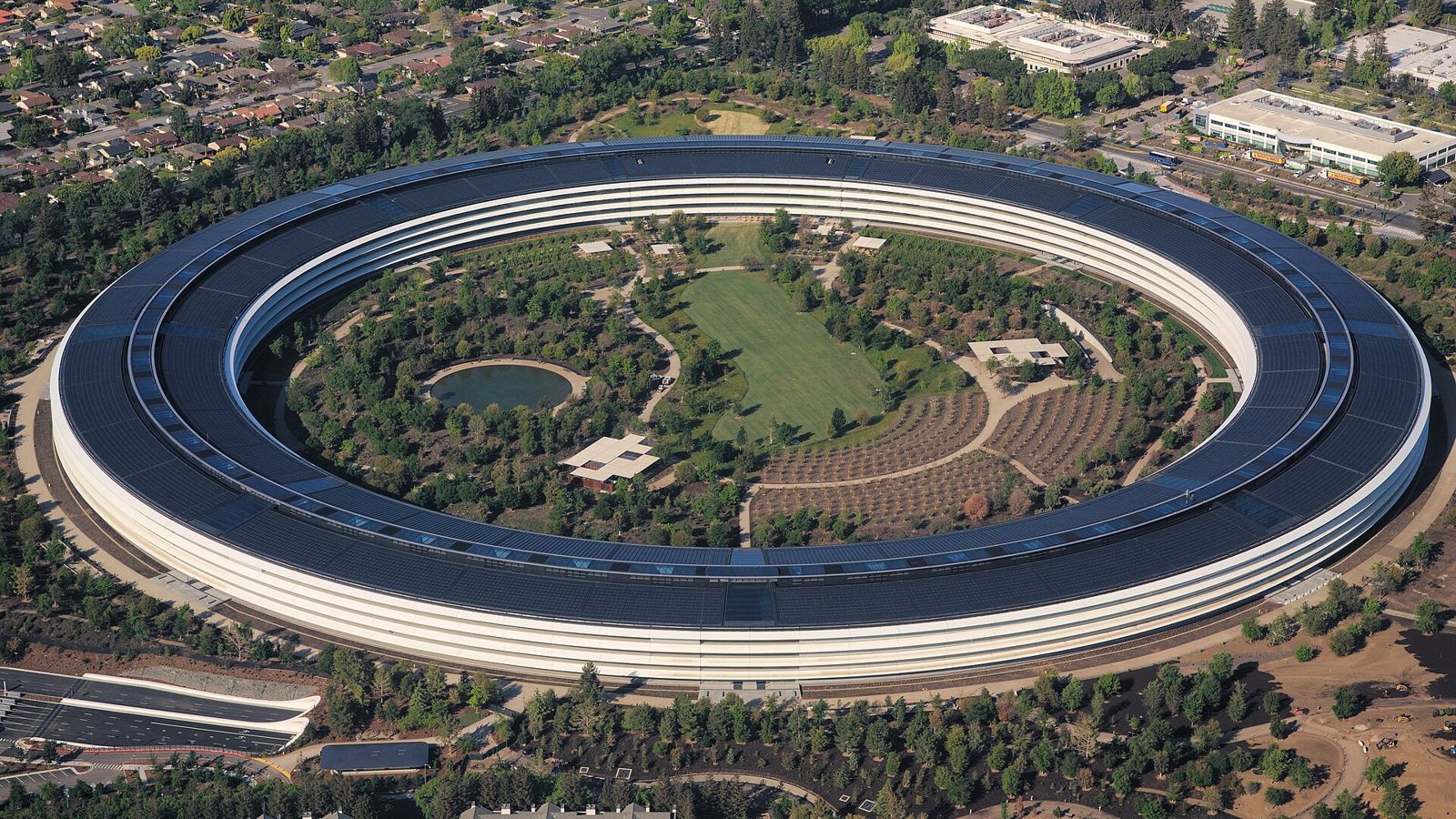 Vista aérea de la sede de Apple, Apple Park, en Cupertino (imagen de archivo)