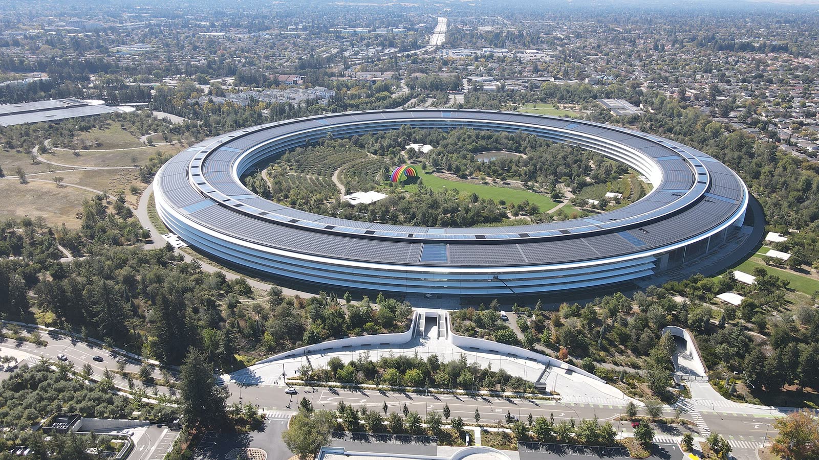 Vista aérea de Apple Park, la sede de Apple en Cupertino (imagen de archivo)